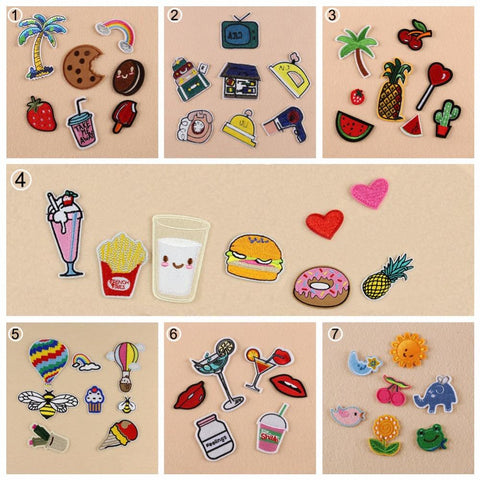 Embroidered Iron On Cartoon Patches Set