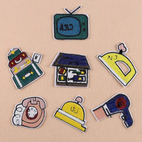 Embroidered Iron On Cartoon Patches Set
